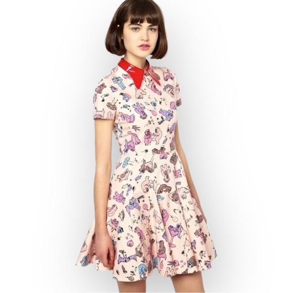 Antipodium London Cry Baby Dress in Pink Picnic Print 4 - Picture 1 of 15